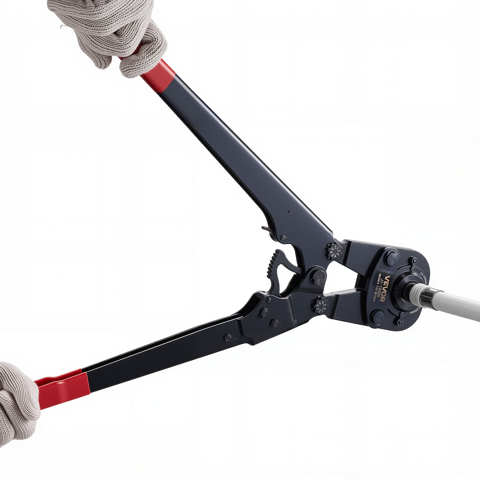 Szczypce zaciskowe VEVOR do rur PEX i aluminiowo-plastikowych ze szczękami TH12, TH16, TH20, TH26 i TH32 oraz elastyczną rękojeścią, narzędzie zaciskowe z walizką do przechowywania, do napraw i instalacji rur