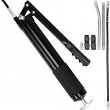 Smarownica VEVOR 10000PSI Pistolet z dźwignią ręczną 600CC Smarownica jednoręczna Ręczna smarownica ze stali węglowej i stopu aluminium z wężem Φ9x470mm Dźwignia ręczna Smarownica 428x130x56mm