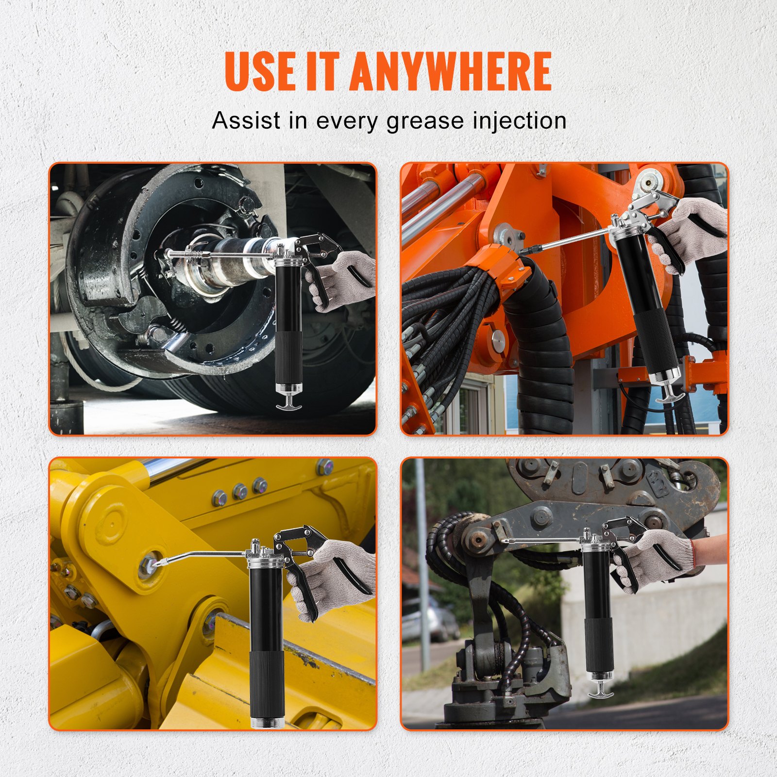 VEVOR Smarownica z uchwytem pistoletowym 6000 PSI 14 uncji Wytrzymała ręczna smarownica Wąż elastyczny