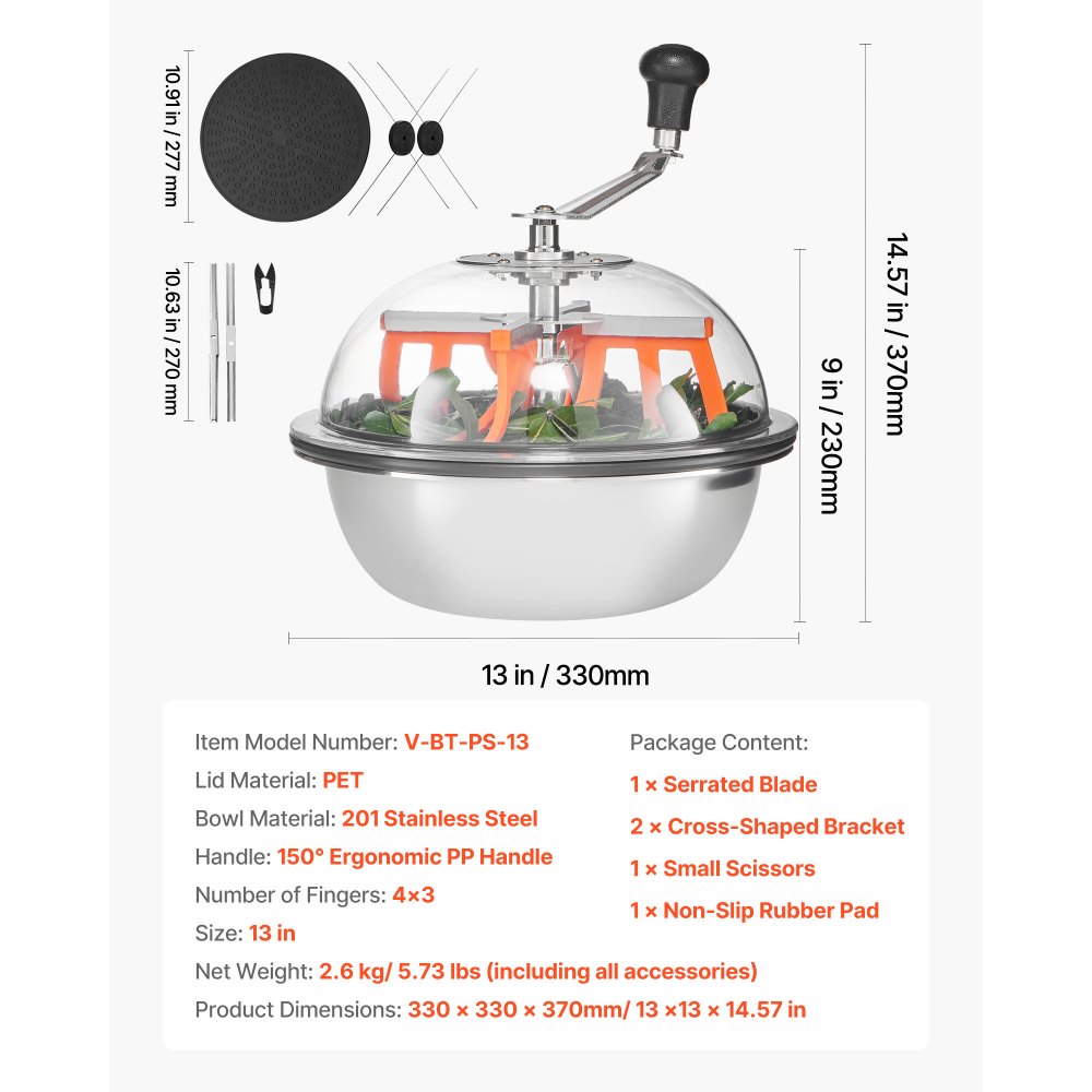 VEVOR Bowl Harvester, ręczna przycinarka do pąków 33 cm, przycinarka do pąków, maszyna do cięcia hydroponicznego na mokro i sucho, obrotowy obrotowy system cięcia roślin, liści, pąków i kwiatów
