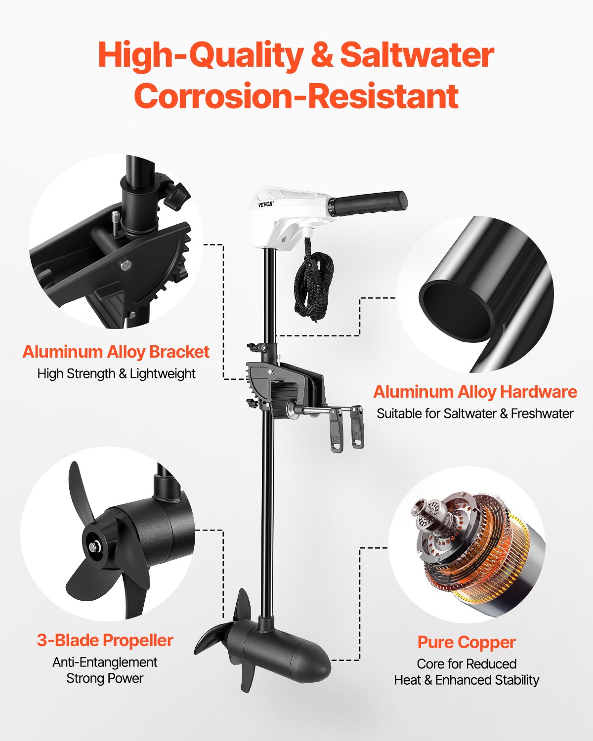 Silnik elektryczny zaburtowy VEVOR, mocowany na pawęży, 12 V, siła ciągu 25 kg, 8-biegowy silnik zaburtowy ze wskaźnikiem poziomu naładowania akumulatora, do kajaków, łodzi wędkarskich słodkowodnych i morskich, wał 76 cm