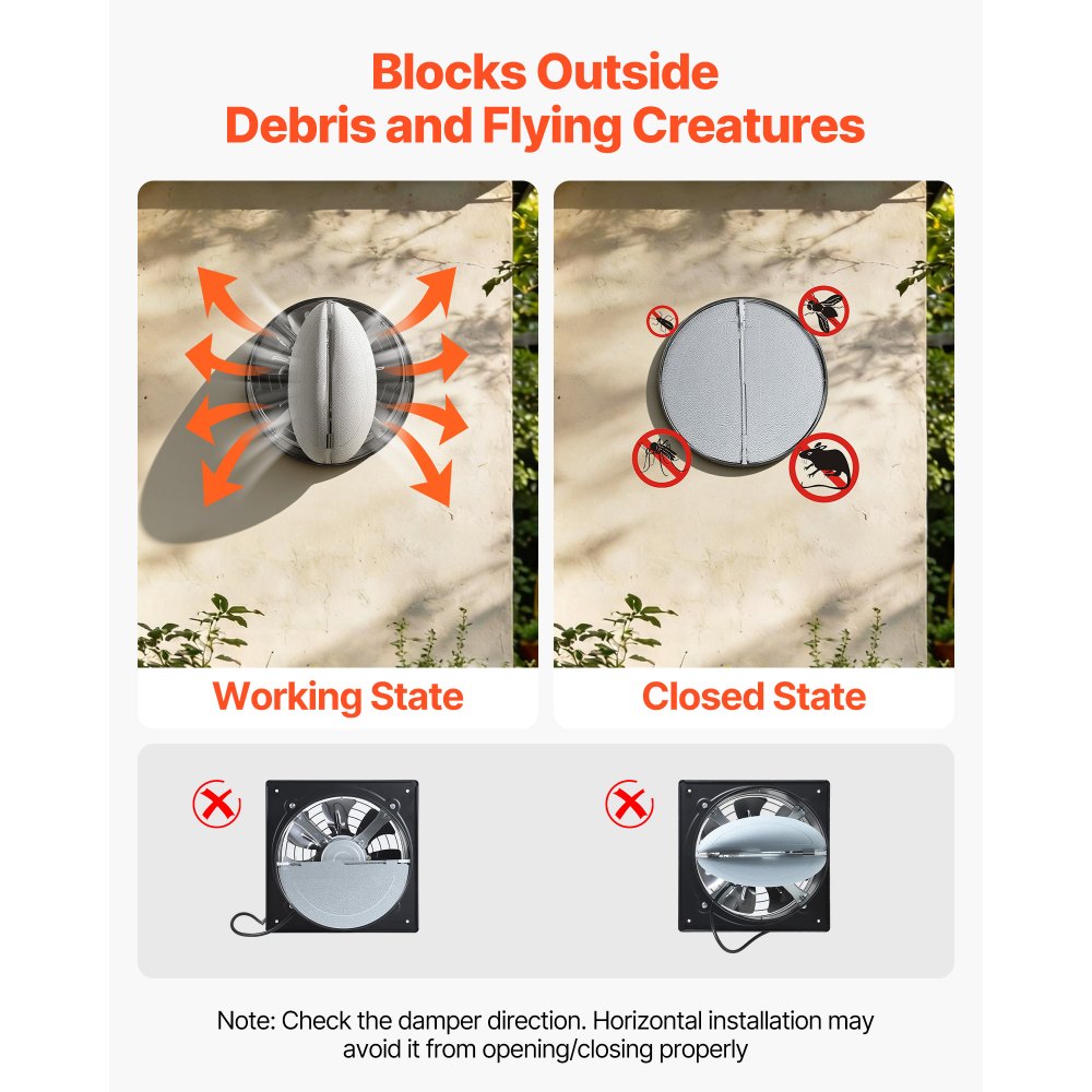 VEVOR 30.5 cm Exhaust Fan, 1558 CFM High Velocity Wall Mount Vent Fan with Speed Control, 70W Low Consumption, Portable Ventilation Extractor for Attic,Garage,Basement,Workshop,Kitchen, Chicken Coop