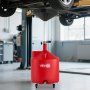 VEVOR 68L Waste Oil Drain Tank, Industrial Fluid Drain Tank with Adjustable Funnel Height, Portable Oil Drainer with Wheels, Fluid Fuel Transfer Drainage for Auto Repair Shops, Garages, Red