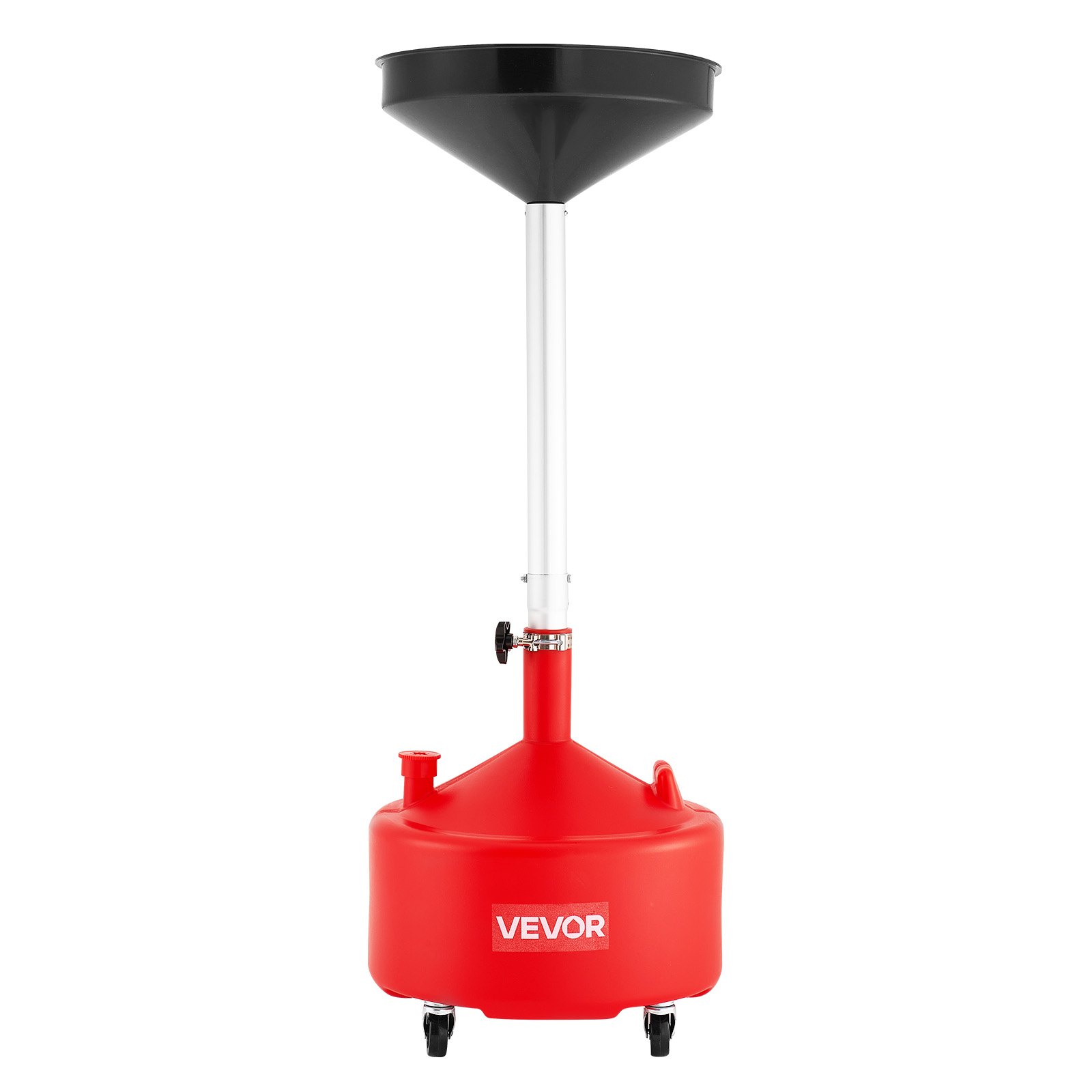 VEVOR 30L Waste Oil Drain Tank, Industrial Fluid Drain Tank with Adjustable Funnel Height, Portable Oil Drainer with Wheels, Fluid Fuel Transfer Drainage for Auto Repair Shops, Garages, Red