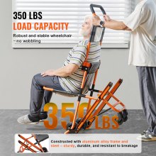 Krzesło schodowe VEVOR EMS Udźwig 159 kg Składany wózek inwalidzki do awaryjnego wchodzenia po schodach Wykonany z aluminium 855x530x1350mm Winda schodowa Ambulans Strażak Ewakuacja osób starszych i niepełnosprawnych