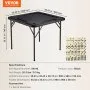 VEVOR Mahjong Table, Foldable Card Table for 4 Players with 4 Drink Holders & 4 Chip Trays, Portable Domino Game Table with 1 Set of Dominoes for Mahjong Poke Puzzles