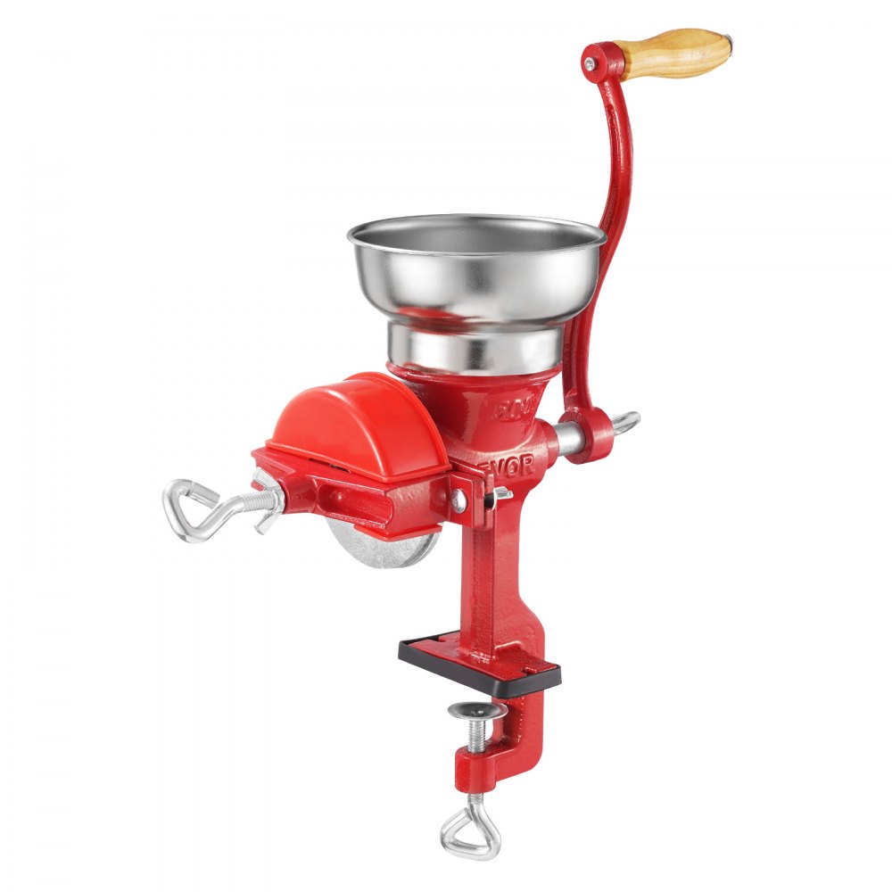 Ręczny młynek do ziarna VEVOR z żeliwa, młynek do kukurydzy z korbą ręczną, z niskim zasobnikiem i zaciskiem stołowym, młynek do słodu, młynek do kawy, młynek do przypraw do ziaren kawy, przypraw, pszenicy, kukurydzy, w zestawie pokrowiec przeciwkurzowy