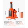 Podnośnik hydrauliczny butelkowy VEVOR 12 t, zakres podnoszenia 152–272 mm, do ciężkich pick-upów, średnich ciężarówek, kamperów i napraw pojazdów, z poszerzoną podstawą i trzyczęściową długą rączką