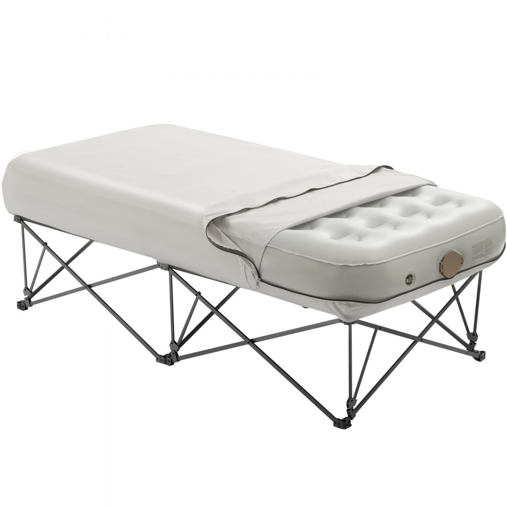 VEVOR Twin Air Mattress with Frame, Inflatable Mattress for 1 Person with Pump and Carry Bag, Max. 136 kg, Quick-Inflating Air Bed for Home, Guests and Camping, 1880x990x610mm