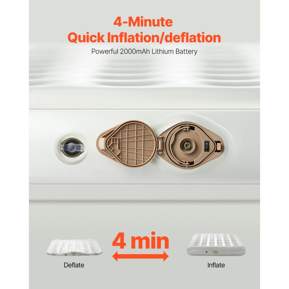 Materac dmuchany VEVOR Twin z ramą, dmuchany materac dla 2 osób z pompką i torbą na kółkach, maks. 272 ​​kg, szybko pompujący materac dmuchany do domu, dla gości i na kemping, 2000 x 1505 x 580 mm