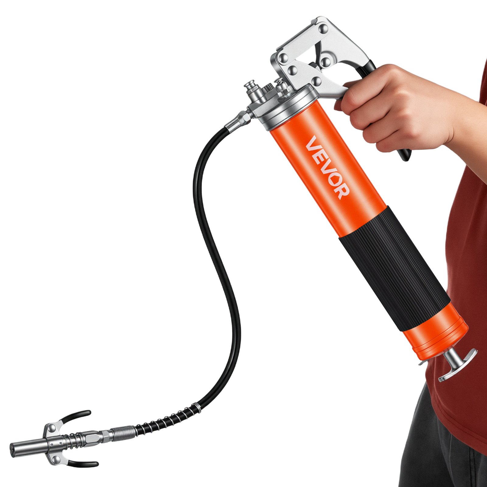 Pistolet smarowy VEVOR, 551 bar, zestaw pistoletów smarowych o pojemności 0,4 l, w tym elastyczny wąż o długości 45,7 cm, dwuuchwytowe złącze smarowe, sztywną rurę przedłużającą i ostrą dyszę do zastosowań motoryzacyjnych i morskich