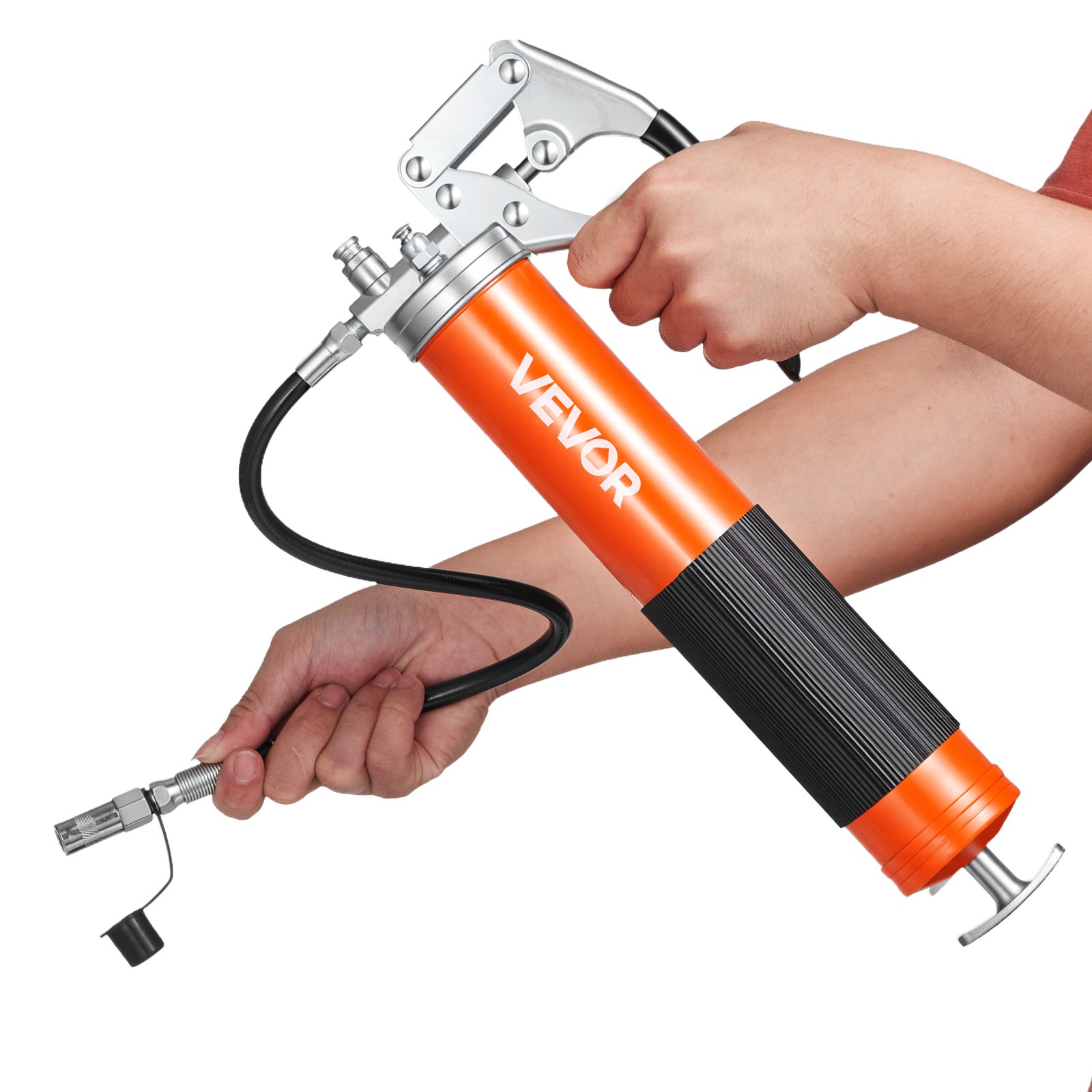 Pistolet smarowy VEVOR, 551 bar, zestaw pistoletów smarowych o pojemności 0,4 l, w tym elastyczny wąż o długości 45,7 cm, dwuuchwytowe złącze smarowe, sztywną rurę przedłużającą i ostrą dyszę do zastosowań motoryzacyjnych i morskich
