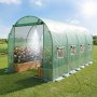 VEVOR Walk-in Tunnel Greenhouse, 4.48x1.97x1.97 m Hoop House Greenhouse Tunnel with Watering System, Plant Hot House with Steel Frame, PE Cover, Roll-Up Zipper Door and 8 Windows for Outdoors, Green