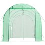 VEVOR Walk-in Tunnel Greenhouse, 4.48x1.97x1.97 m Hoop House Greenhouse Tunnel with Watering System, Plant Hot House with Steel Frame, PE Cover, Roll-Up Zipper Door and 8 Windows for Outdoors, Green