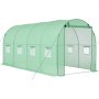 VEVOR Walk-in Tunnel Greenhouse, 4.48x1.97x1.97 m Hoop House Greenhouse Tunnel with Watering System, Plant Hot House with Steel Frame, PE Cover, Roll-Up Zipper Door and 8 Windows for Outdoors, Green