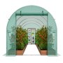 VEVOR Walk-in Tunnel Greenhouse, 14.6x6.4x6.3 ft Hoop House Greenhouse Tunnel, Plant Hot House with Galvanized Steel Frame, Green PE Cover, Roll-up Zipper Door and 8 Windows for Outdoor
