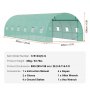 VEVOR Walk-in Tunnel Greenhouse, 29.2x9.7x6.5 ft Hoop House Greenhouse Tunnel, Plant Hot House with Galvanized Steel Frame, Green PE Cover, Roll-up Zipper Door and 12 Windows for Outdoor
