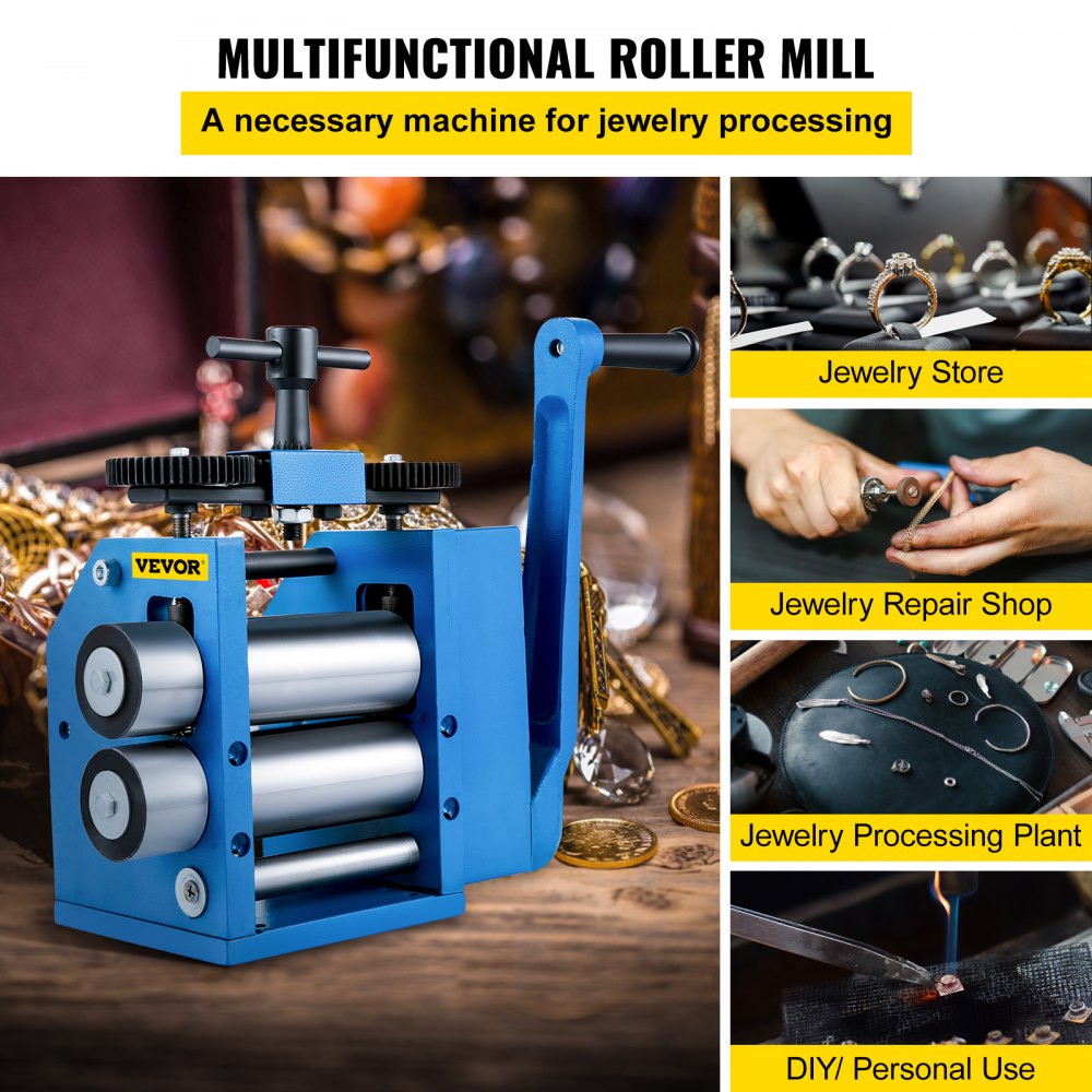 Ręczna walcarka VEVOR 90 mm do wyrobu biżuterii Tabletkowanie biżuterii