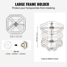 VEVOR Ręczna miodarka Miodarka styczna ze stali nierdzewnej 4/8 Ramki Miodarka Zawór miodowy 45 mm Ekstraktor diagonalny 48x16/23cm Rozmiar plastra miodu Przezroczysta pokrywa Pszczelarstwo Akcesoria dla pszczelarzy