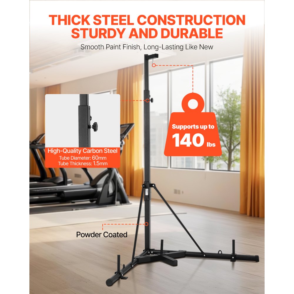 VEVOR Punching Bag Stand, Punching Bag Holder, Training Equipment made of Steel (65 kg load capacity), Height-Adjustable Freestanding Sandbag Frame with Weighted Base, Training Equipment for Fitness Studio