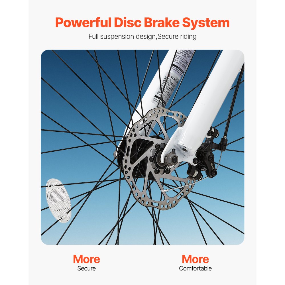 Rower górski VEVOR MTB (26 cali) z 21 biegami, wygodne siodełko, pełne podwójne zawieszenie, rama ze stopu aluminium, rower sportowy dla mężczyzn i kobiet, szlakowy, śnieżny