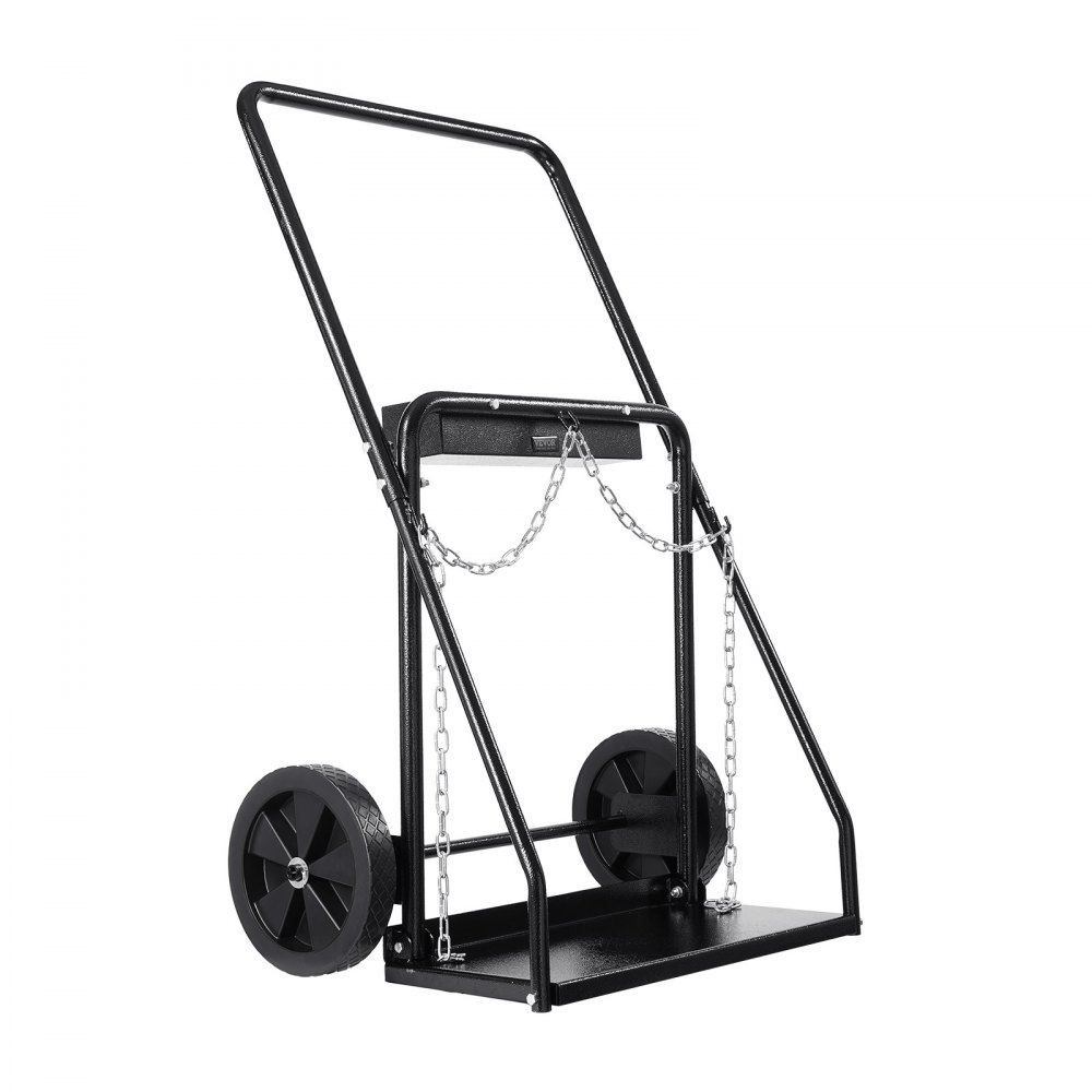 VEVOR welding cylinder trolley, oxygen-acetylene tank trolley with 200 kg static load capacity, 25.4 cm solid wheels & safety chains for tank storage, for double gas cylinders with 31.8 cm diameter