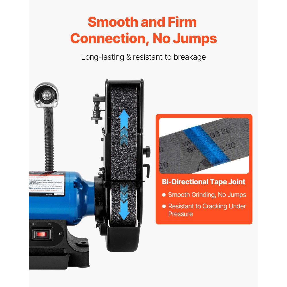 Paski ścierne VEVOR, 50 x 1066 mm, 6 sztuk (ziarnistość 36/40/60/80/100/120), wykonane z węglika krzemu, papier ścierny taśmowy, do obróbki metali, materiałów kompozytowych i wykańczania tworzyw sztucznych