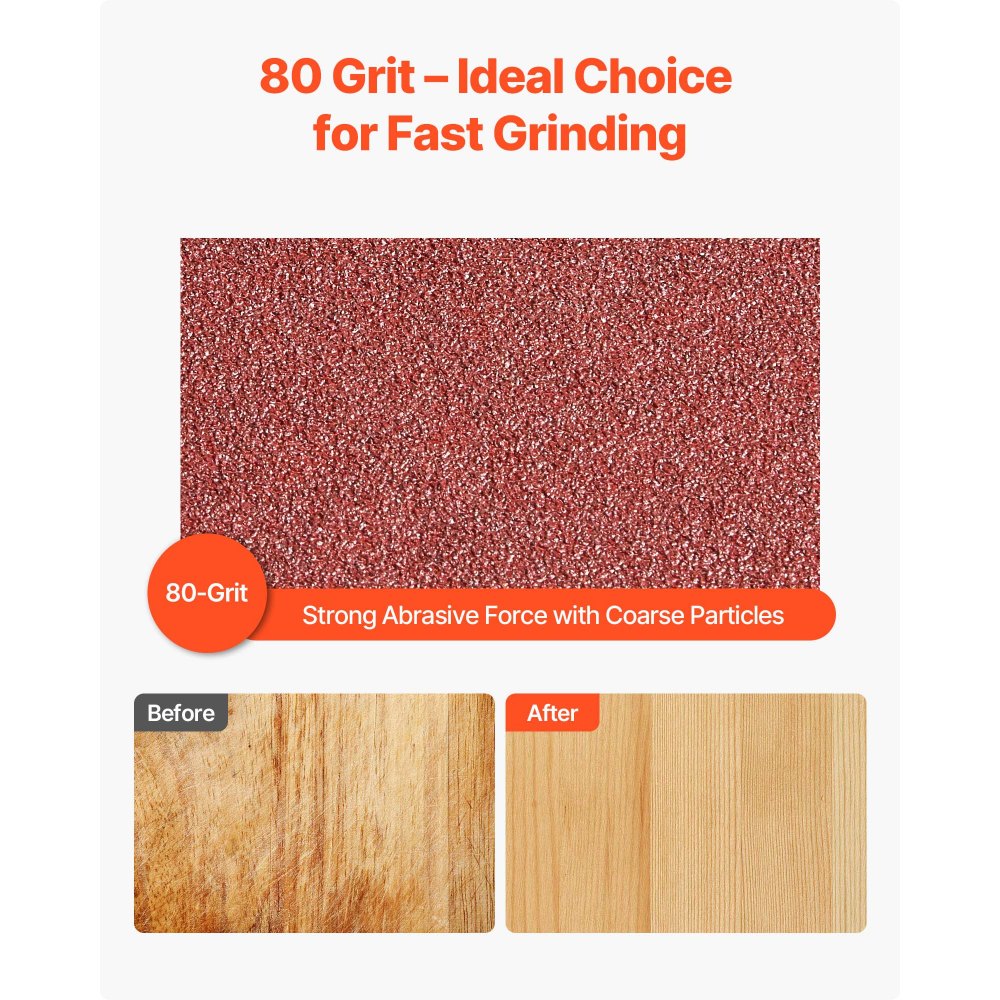 Paski ścierne VEVOR, 152 x 1219 mm, papier ścierny do szlifierki taśmowej, 10 sztuk, ziarnistość 80, materiał ścierny z tlenku glinu do obróbki drewna, stali, aluminium, metali nieżelaznych