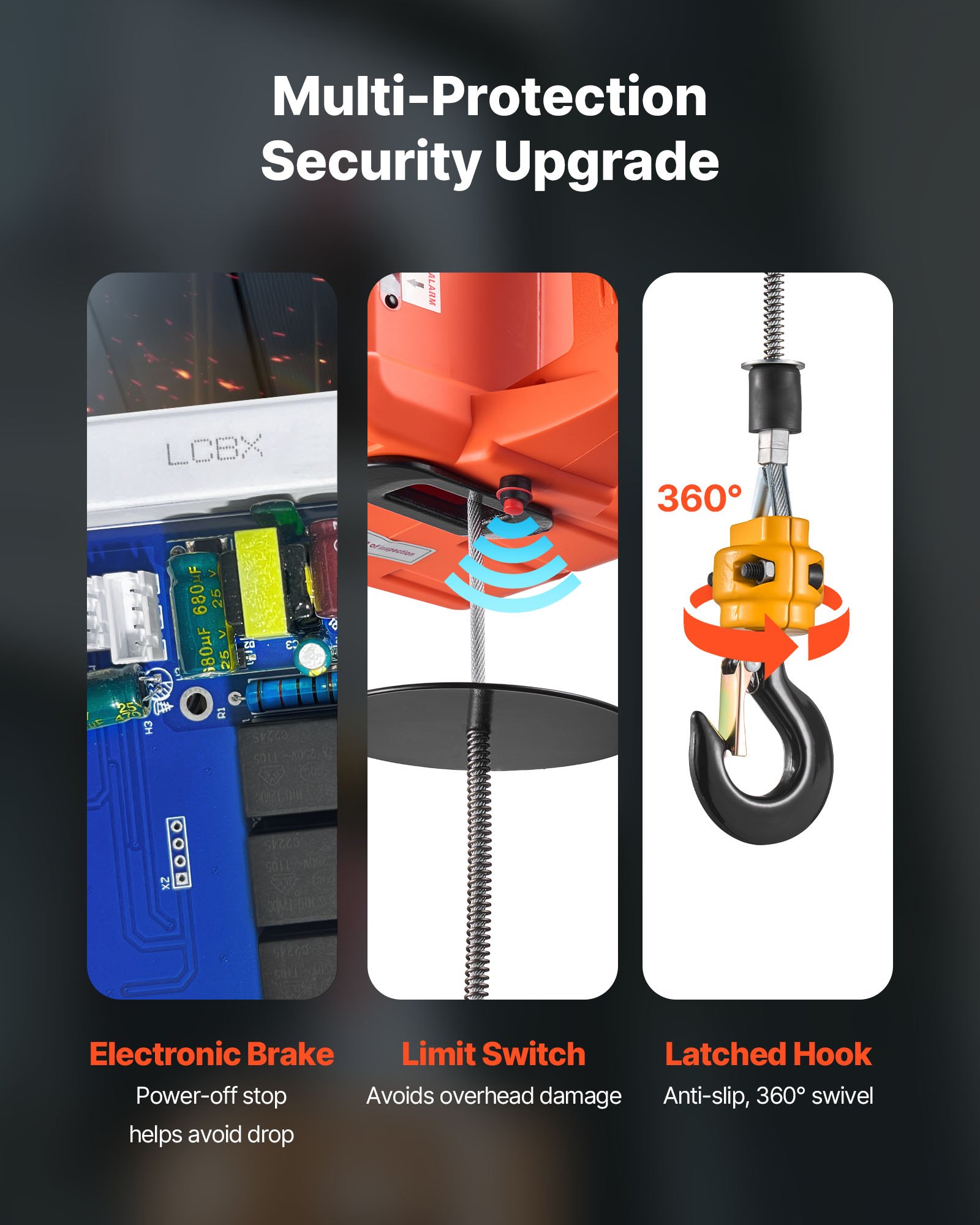 Wciągarka elektryczna VEVOR, udźwig 500 kg, wciągnik elektryczny 3 w 1, 1500 W, wysokość podnoszenia 7,6 m, 5 m/min, z ręcznym, przewodowym i bezprzewodowym pilotem zdalnego sterowania do fabryk, magazynów i garaży