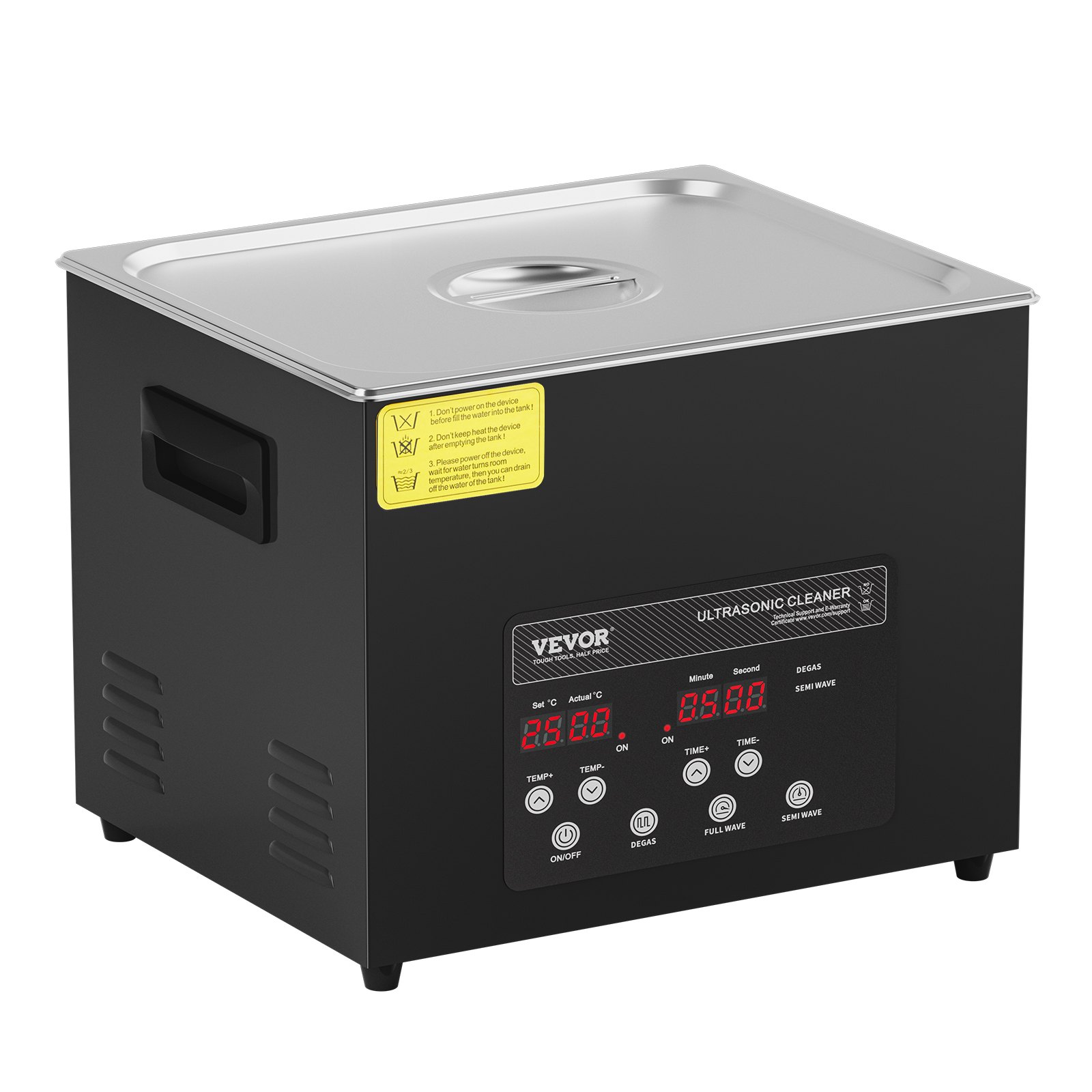 VEVOR Ultrasonic Cleaner 240 W Cyfrowy ultradźwiękowy środek czyszczący z ulepszonym odgazowaniem i trybem delikatnym, 40 kHz Przemysłowy ultradźwiękowy środek czyszczący z timerem i grzałką do uchwytów na biżuterię Czarny