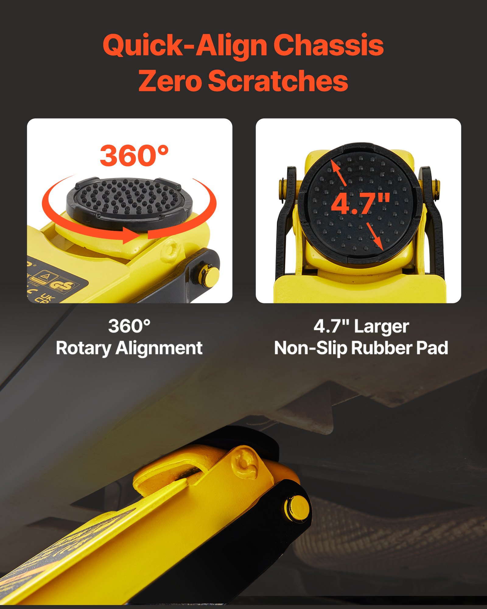 Podnośnik hydrauliczny VEVOR 2,5 t, udźwig 95-475 mm, aluminiowy i stalowy podnośnik samochodowy, średnica 119 mm, podnośnik nożycowy do pojazdów terenowych i warsztatów