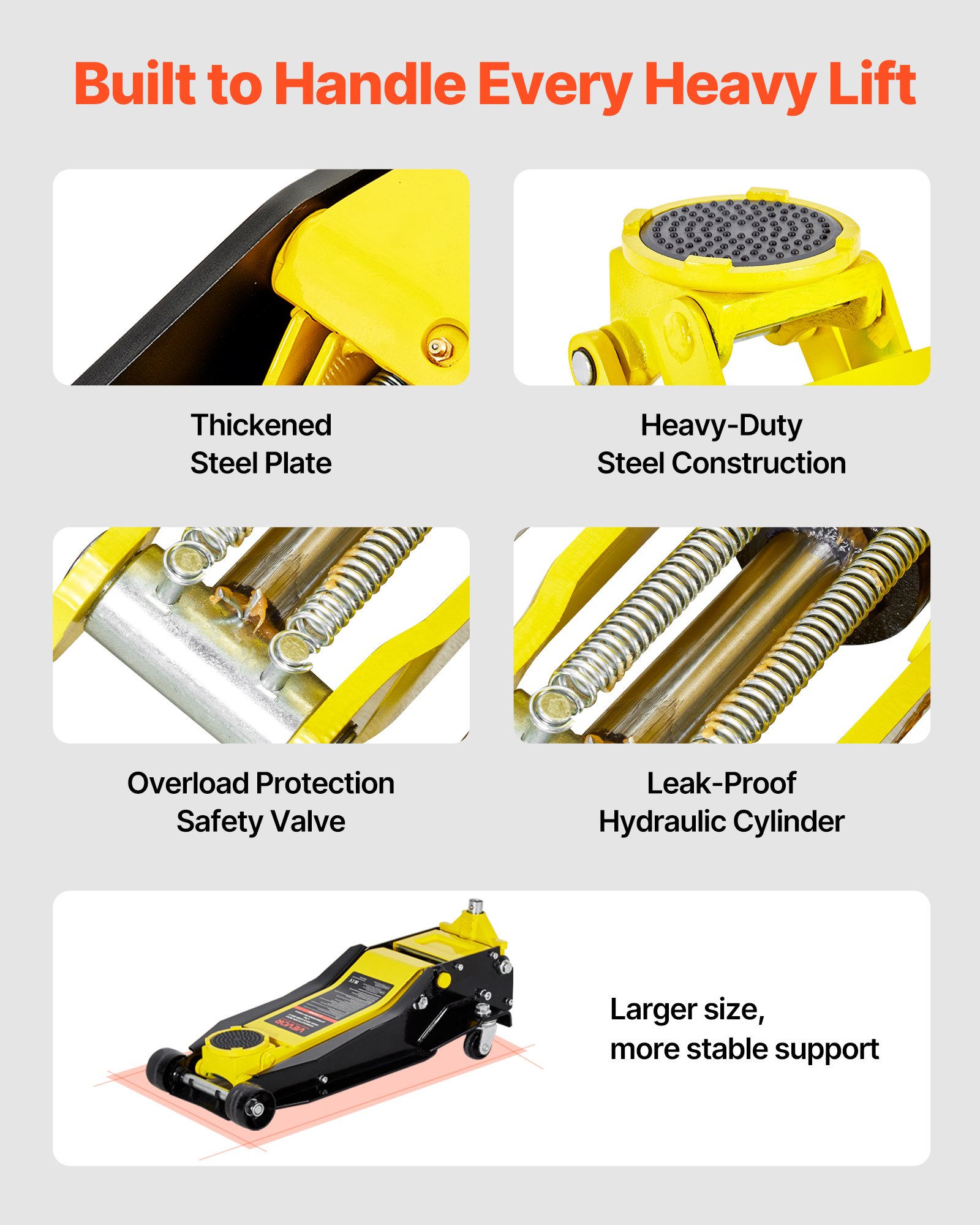 Podnośnik samochodowy VEVOR Low Profile, udźwig 4 tony, stalowy podnośnik wózkowy z dwutłokową pompą szybkodziałającą, hydrauliczny podnośnik do pojazdów sportowych i wielofunkcyjnych, zakres podnoszenia 100–545 mm