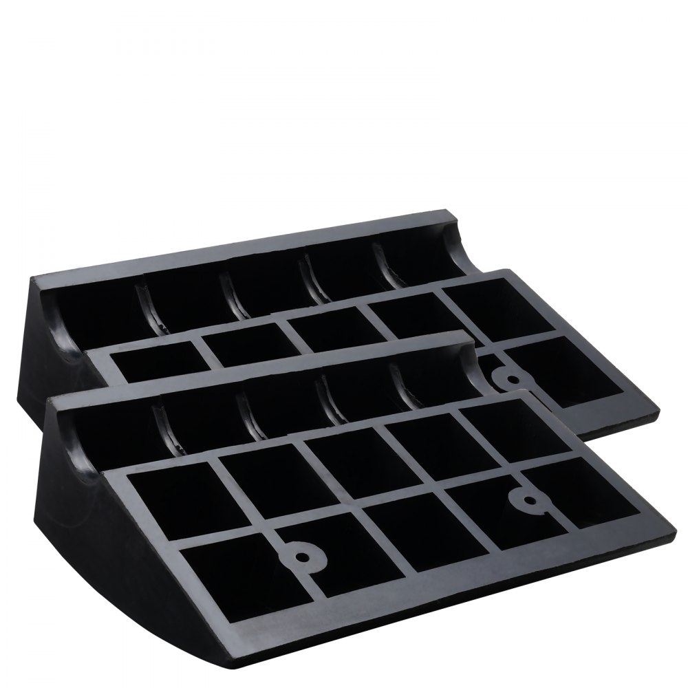 VEVOR 2x Podjazd progowy z pełnej gumy, maks. nośność do 15 ton, podjazd krawężnikowy 49,1 x 37 x 15,2 cm, podjazd dla wózków inwalidzkich, podjazd gumowy, odpowiedni do nierównych krawężników gruntowych