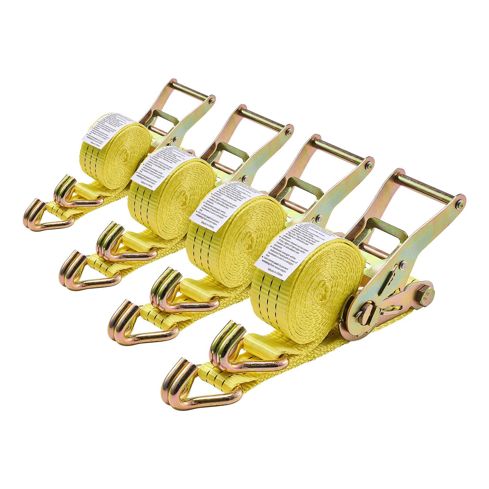 VEVOR Ratchet Straps, 38.1 mm x 3 m, Heavy Duty Tie Down Straps with Double J Hook, 3000 kg Break Strength, Carry Bag, Tie Down Ratcheting for Moving, Trailers, Motorcycles, Kayaks, Car Roof, 4 Pack