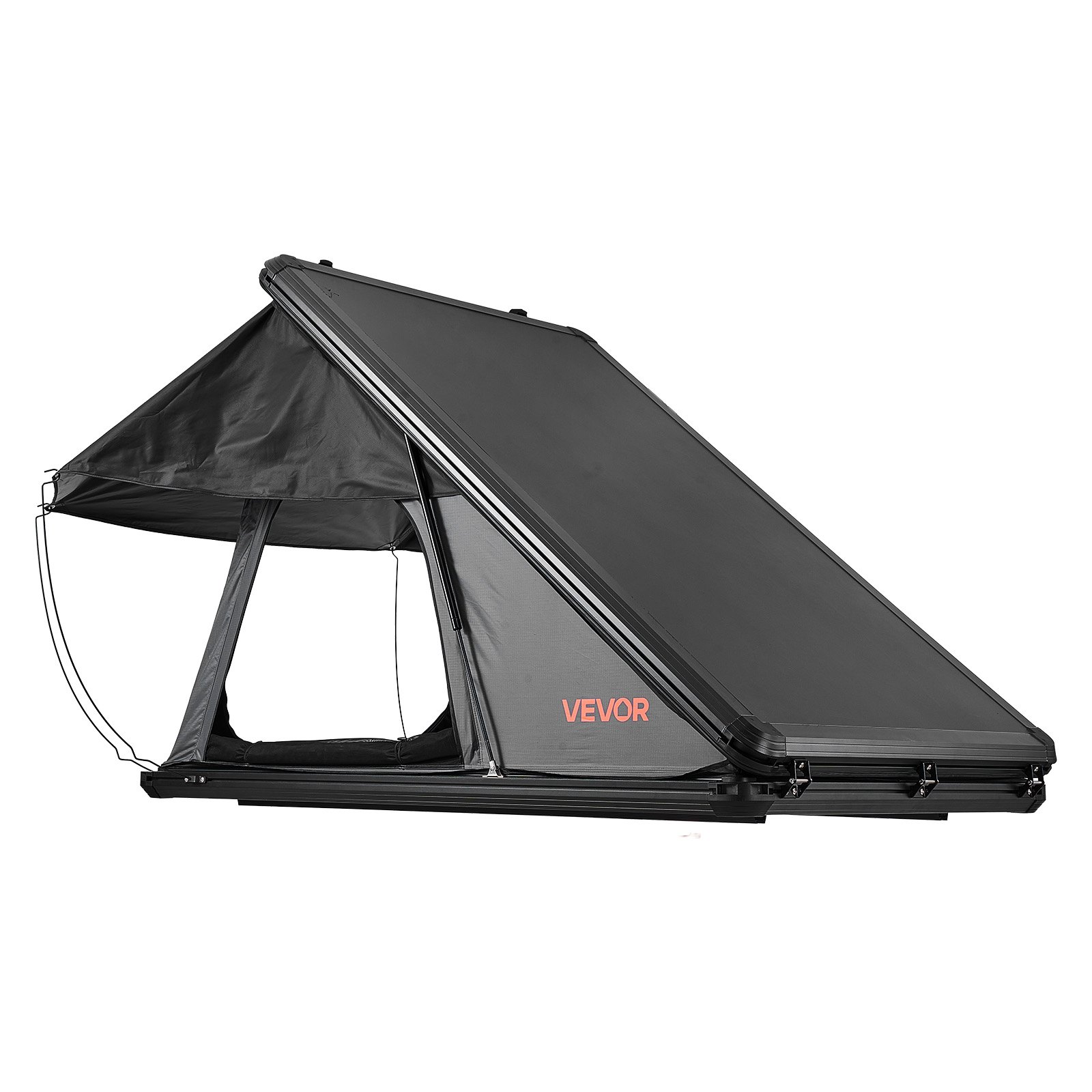 VEVOR Twardy namiot dachowy dla 2-3 osób, aluminiowy namiot samochodowy z trójkolorowym oświetleniem LED i grubym materacem, wodoodporny i wiatroodporny, do pickupów Jeep SUV, 250 x 225 x 144 cm (rozłożony)