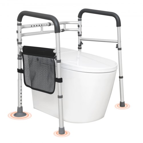 Podpórka do toalety VEVOR Podłokietnik podwyższający deskę sedesową 44-59 / 62-77 cm regulowany, nośność 136 kg Solidna pomoc do wstawania do toalety Uchwyty do toalety Podwyższenie deski sedesowej Poręcz do toalety
