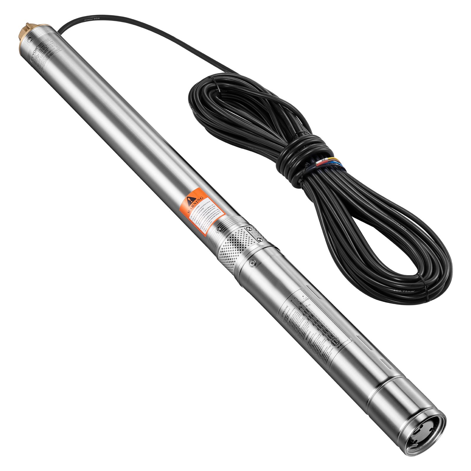 VEVOR deep well pump, 550 W output power, 65 L/min flow rate, 64 m delivery head, with 20 m cable, external control box, stainless steel water pump, for industrial irrigation and home use, IP68