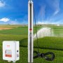 VEVOR Pompa zanurzeniowa do studni głębinowych, 2200 W, 230 V, przepływ 9,8 m³/h, wysokość podnoszenia 144 m, z kablem 19,4 m i zewnętrzną skrzynką sterowniczą, pompy wodne ze stali nierdzewnej do nawadniania przemysłowego i użytku domowego, wodoodporność IP68