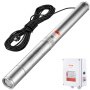 VEVOR Pompa zanurzeniowa do studni głębinowych, 2200 W, 230 V, przepływ 9,8 m³/h, wysokość podnoszenia 144 m, z kablem 19,4 m i zewnętrzną skrzynką sterowniczą, pompy wodne ze stali nierdzewnej do nawadniania przemysłowego i użytku domowego, wodoodporność IP68