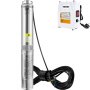 VEVOR 4" Deep Well Pump 1100W Well Pump 190L/min Submersible Pump Max. Delivery Head 57m Pipe Pump 230V 50Hz Sand Pump IP68 Water Pump 0-40℃ Ideal for Irrigation Water Supply Drainage