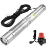 VEVOR Pompa głębinowa 3" 550W, maks. przepływ 50 l/min, pompa zanurzeniowa, maks. wysokość podnoszenia 89 m, pompa zanurzeniowa, odporna na piasek <5%, maks. prędkość 2850 obr./min, zaopatrzenie w słodką wodę, nawadnianie, drenaż
