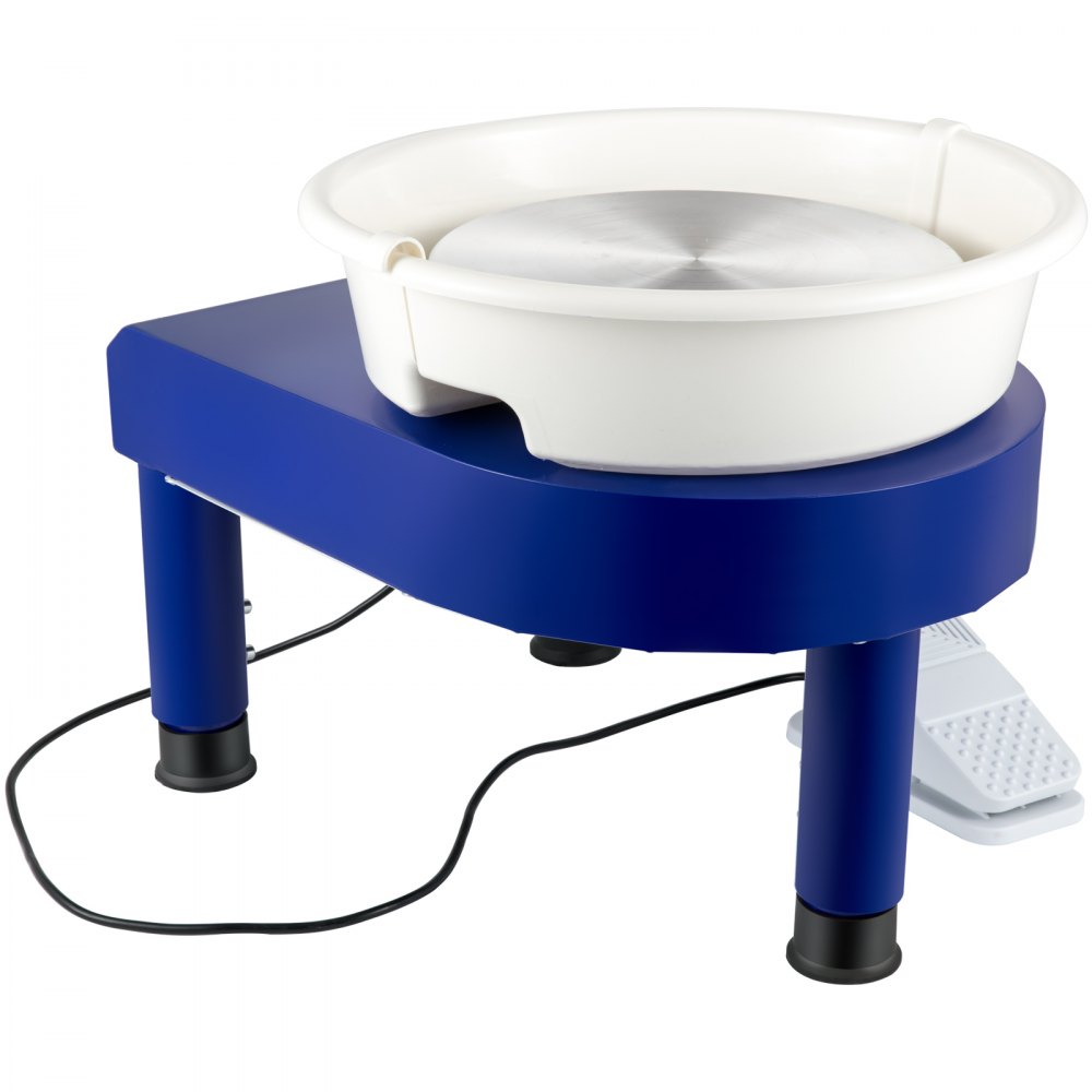 VEVOR Koło Garncarskie, 35cm Koło Ceramiczne, 450W 300 obr/min Maszyna Ceramiczna, Stół Podnoszący 0-20 cm Maszyna z Kołem Garncarskim, Z Pedałem Nożnym i Zdejmowaną Miską i Zestaw Narzędzi, Niebieski