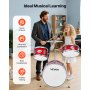 VEVOR 3-częściowy zestaw perkusyjny z bębnem basowym 14", werblem 10" i tomami 8", zestaw instrumentów perkusyjnych do nauki gry na instrumentach muzycznych, idealny dla dzieci w wieku od 6 do 13 lat (czerwony)