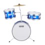 VEVOR 3-piece drum set with adjustable throne cymbal pedal, two pairs of drumsticks, approx. 20 cm tom drum, 25 cm snare drum, 36 cm bass drum, starter drum set for children, blue