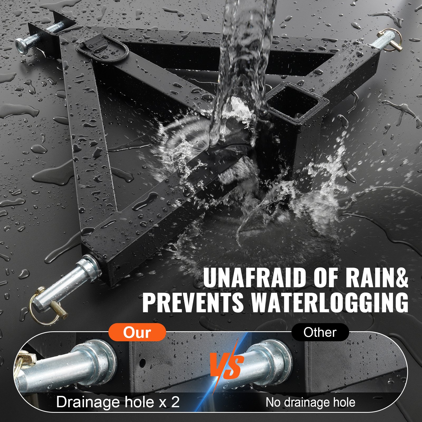 Trzypunktowy zaczep przyczepy VEVOR 634x608x165mm mocowanie trzypunktowe z przyczepą ciągnikową 5,08cm szyna polowa zaczep trzypunktowy ze stali węglowej do ciągników kategorii 1