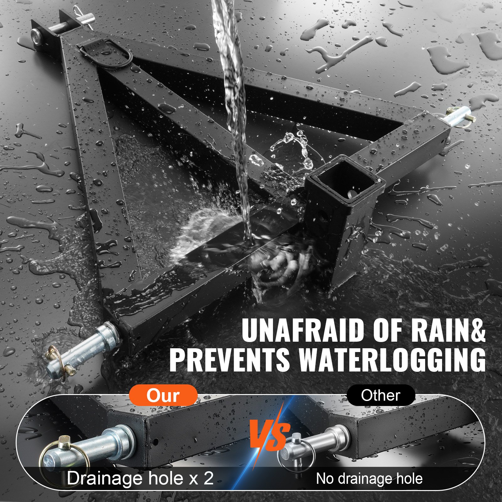 VEVOR 3-punktowy odbiornik zaczepu 2-calowy odbiornik Zaczep holowniczy kategorii 1 Adapter zaczepu holowniczego do ciągnika ze sworzniami Kompatybilny z Kubota, Mahindra, Yanmar, Ford, John Deere, Massey Fergu