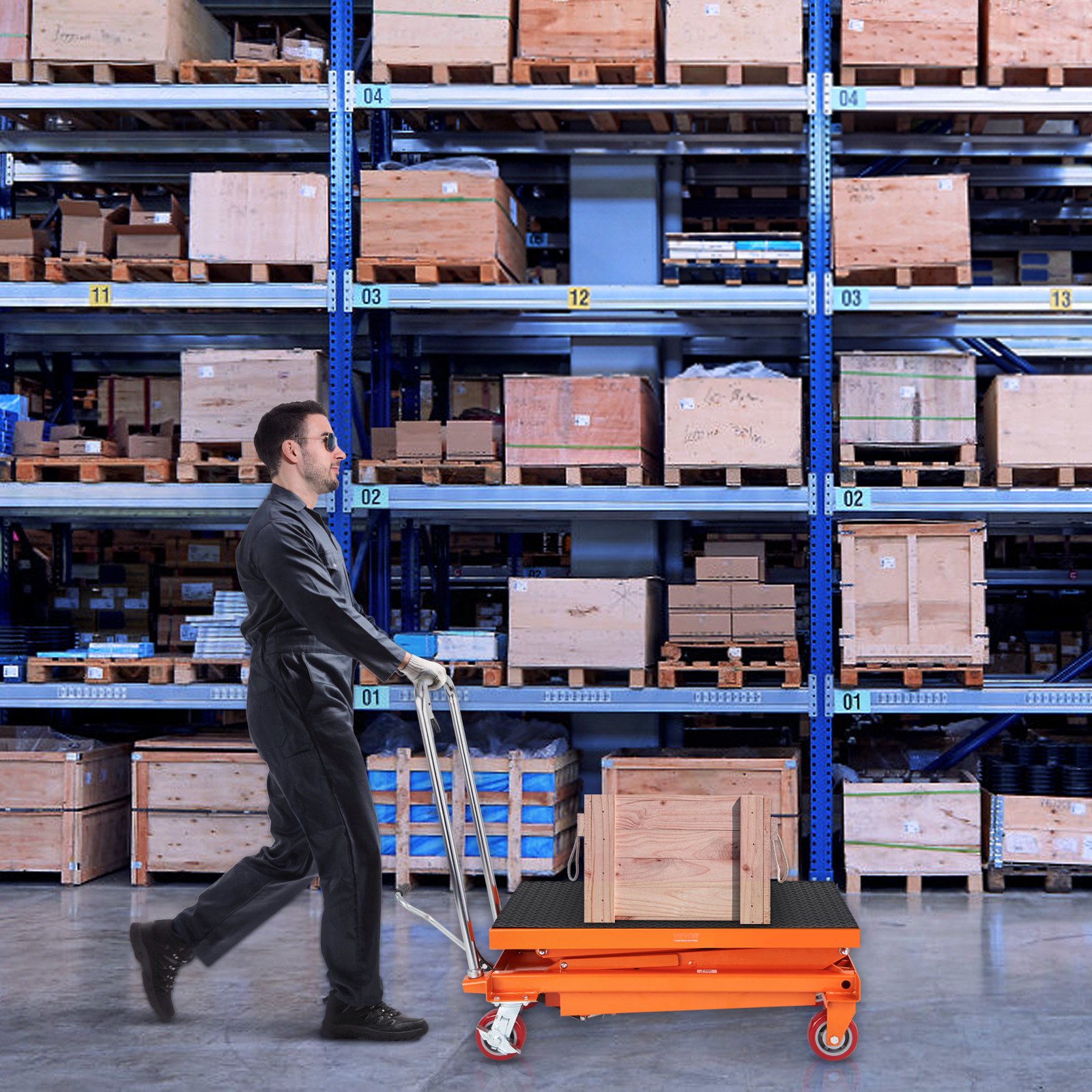 Podnośnik nożycowy hydrauliczny VEVOR o udźwigu 350 kg, wózek podnośnikowy, zakres podnoszenia 350-1530 mm, stół podnośnikowy warsztatowy, platforma 905 x 510 mm, wózek podnośnikowy nożycowy, podwójne nożyce, do fabryk, magazynów, supermarketów