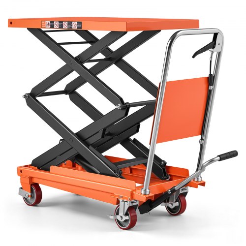 Wózek hydrauliczny do stołu podnoszonego VEVOR, udźwig 350 kg, wysokość podnoszenia 1260 mm, stół podnoszony nożycowy do transportu w warsztatach, magazynach i przemyśle, konstrukcja stalowa, podwójny mechanizm nożycowy, 4 koła i składana rączka
