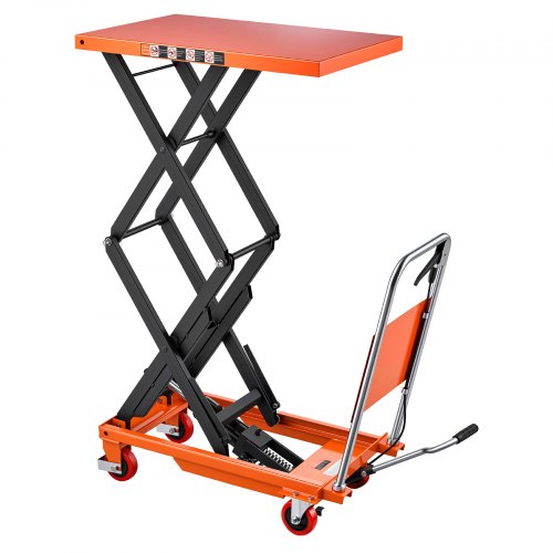 Wózek hydrauliczny do stołu podnoszonego VEVOR, udźwig 226 kg, wysokość podnoszenia 1260 mm, stół podnoszony nożycowy do transportu w warsztatach, magazynach i na placach budowy, konstrukcja stalowa, podwójny mechanizm nożycowy, 4 koła i składana rączka
