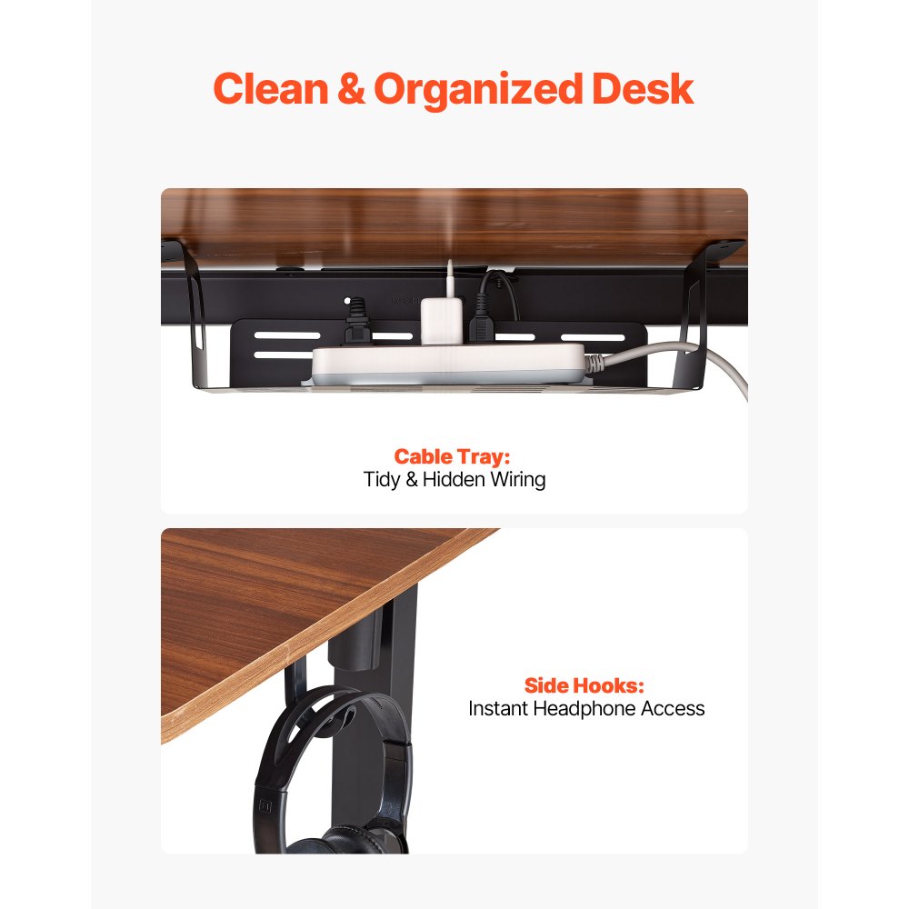 VEVOR Stelaż biurka z regulacją wysokości, elektryczny stelaż biurka do 125 kg, 4 nogi, 2-stopniowy z 2 silnikami, funkcja pamięci, wyświetlacz wysokości, zabezpieczenie przed kolizją, stojak na biurko do biura, czarny